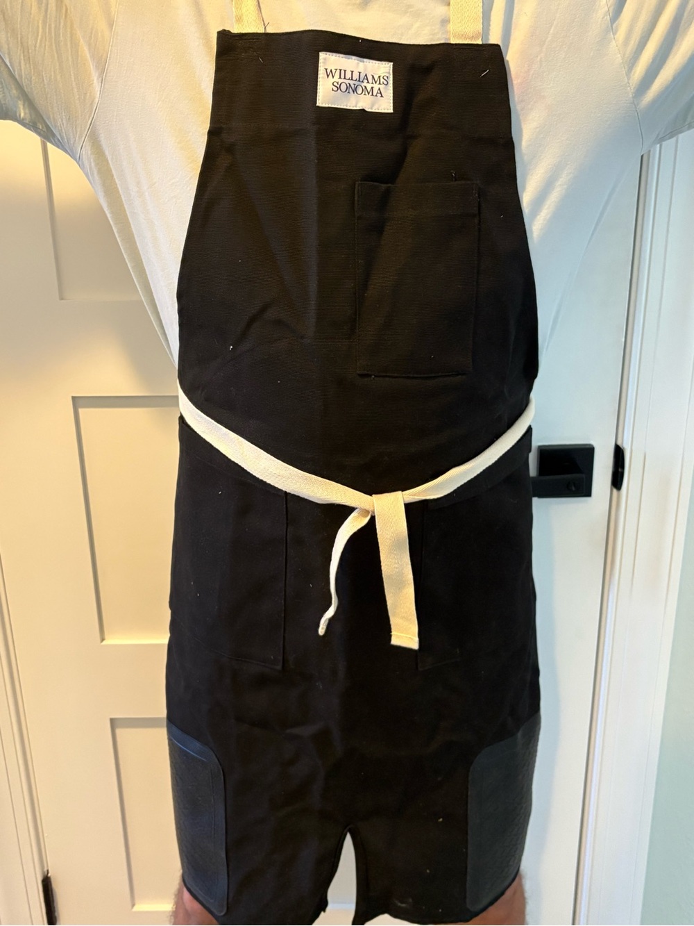 Williams Sonoma Black Apron with Ivory Label